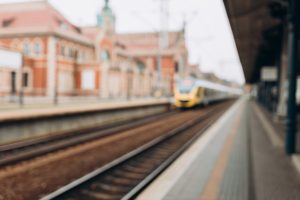 CLOSE UP OF A TRAIN PLATFORM EDGE WHERE ACCIDENT CLAIM COULD ARISE THROUGH SLIPPING ON BROKEN TILES